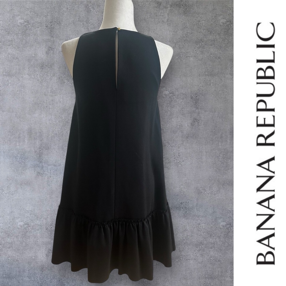 Banana Republic‎ Black Mini Dress with Flounce Hem, Size 4, MSRP $119 - Picture 3 of 6